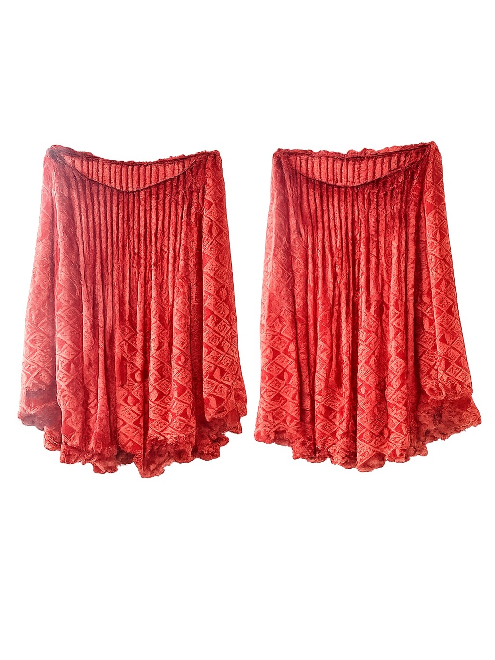 Free People Red airy Textured embroidered tasseled dress. M